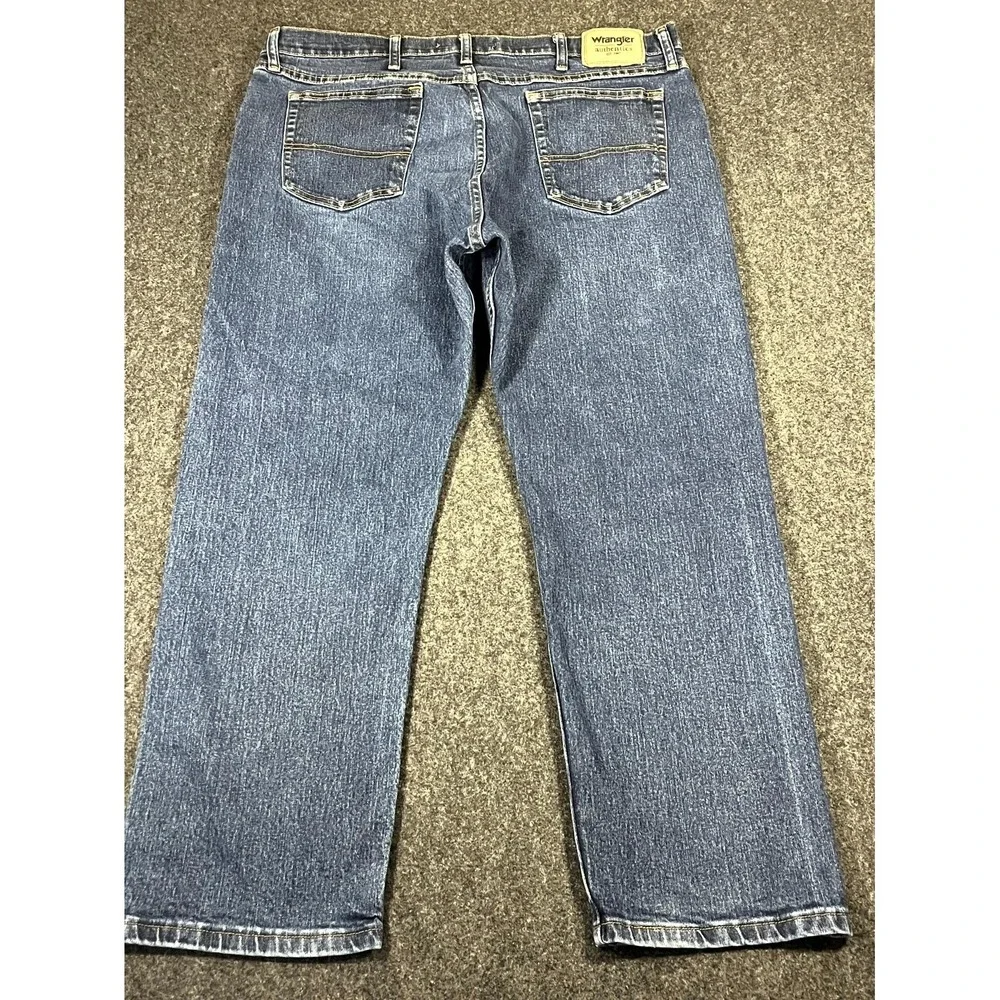 Y2K Wrangler Jeans Mens 38x28 Blue Denim Cotton Stretch‎ Mid Rise Straight Leg